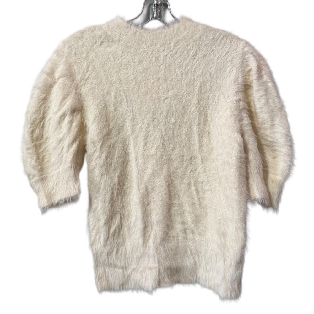 Mystree Women Size Large Fuzzy Knit Sweater Nylon 3/4 Sleeves Preppy Soft NWT‎